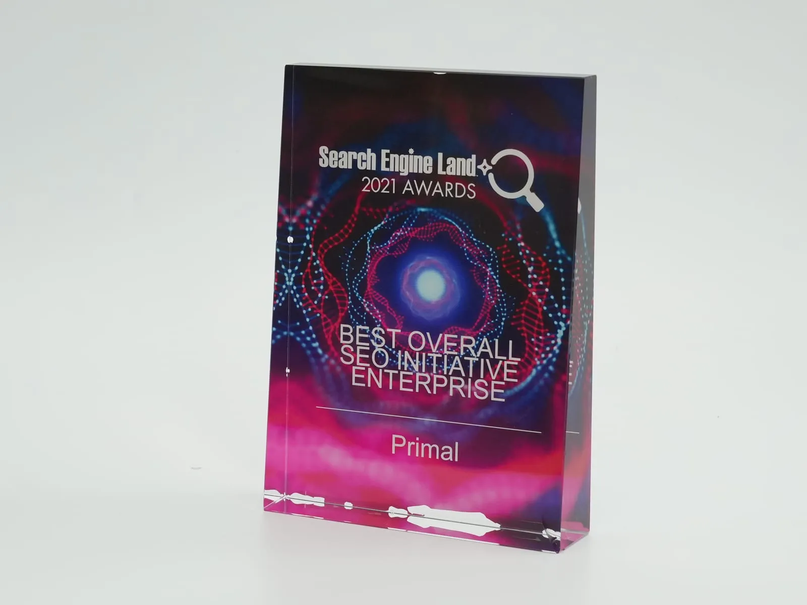 The Search Engine Land Awards 2021 plaque for Best Overall SEO Initiative, Enterprise