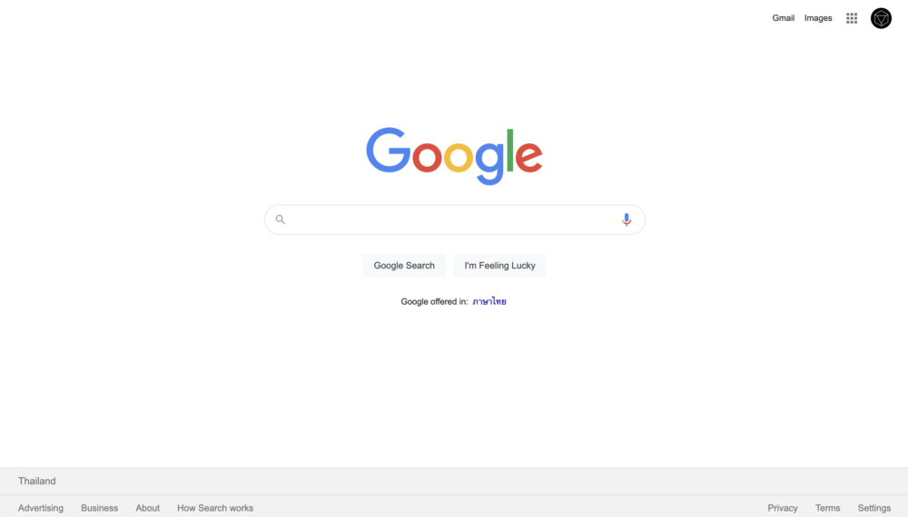 หน้ากูเกิล หรือหน้า search engine บนหน้า desktop