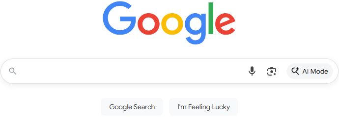 Google Search page with Google AI Mode on Search Bar